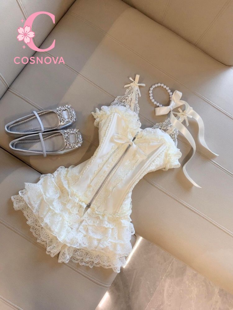 Lace Trim Cami - طقم توب دانتيل مثير مع تنورة