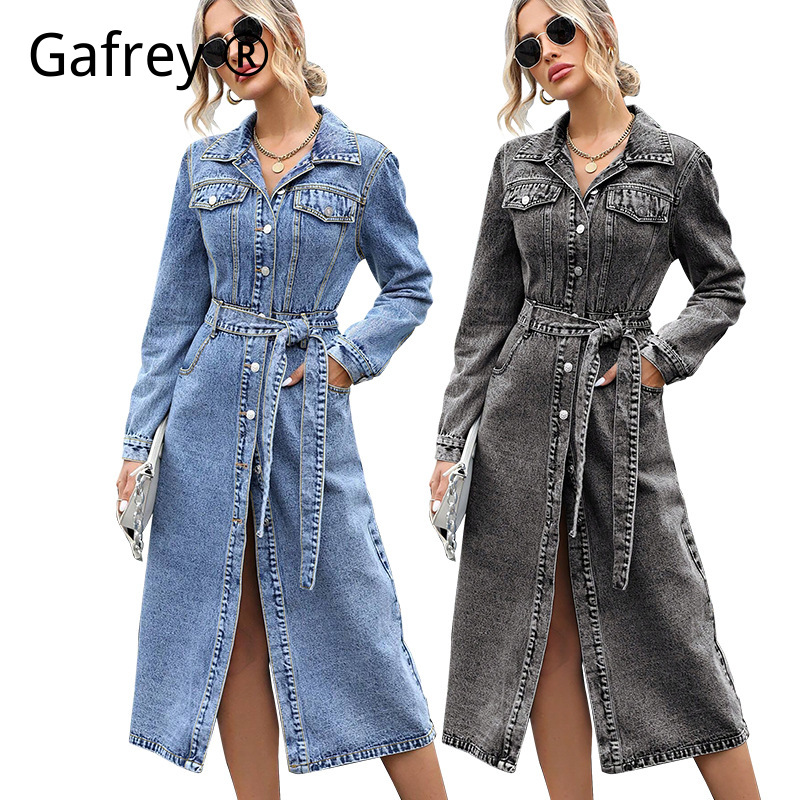 Women Fashion Jeans - فستان جينز نسائي بأكمام طويلة للخريف