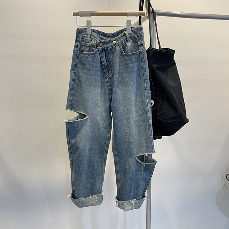 Women Fashion Jeans - الصيف النساء ممزق الجينز عالية الخصر