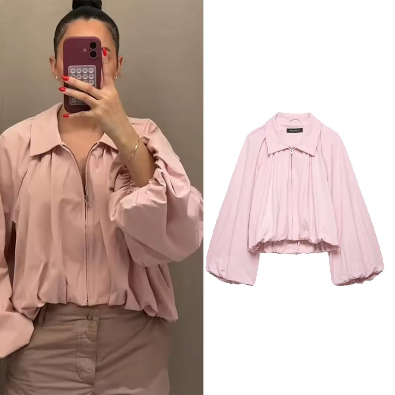 Women'S Fashion Bomber Jacket - جاكيت بومبر نسائي بسحاب، بتصميم عصري،
