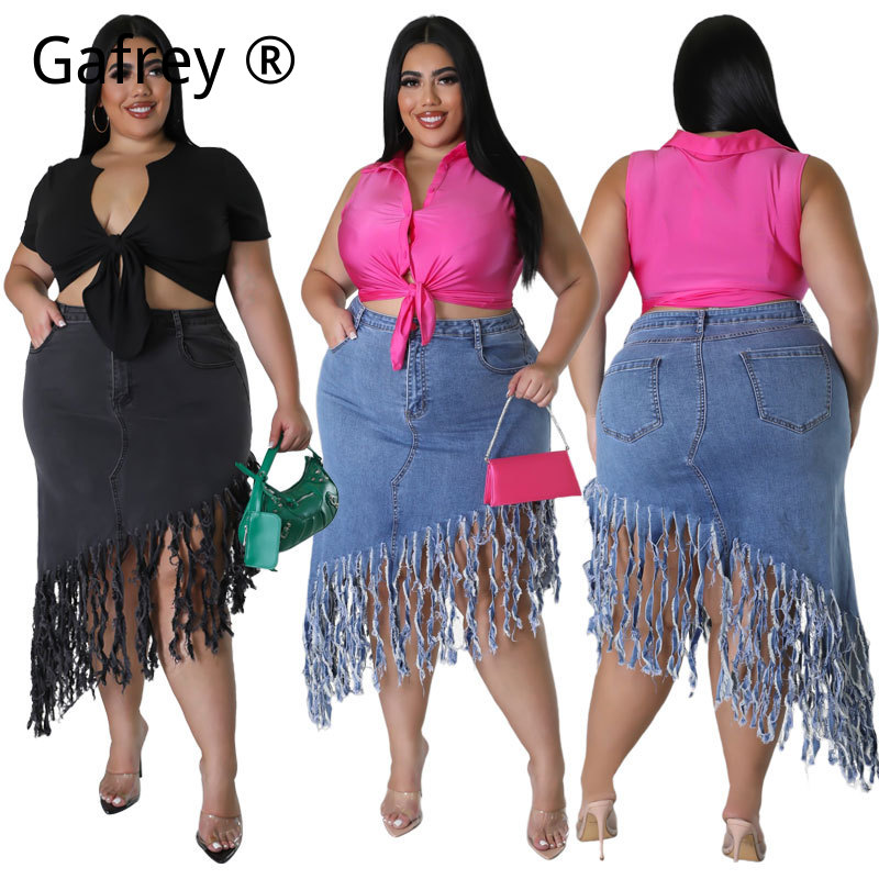 Women Fashion Jeans - تنورة جينز نسائية بمقاسات كبيرة 1XL