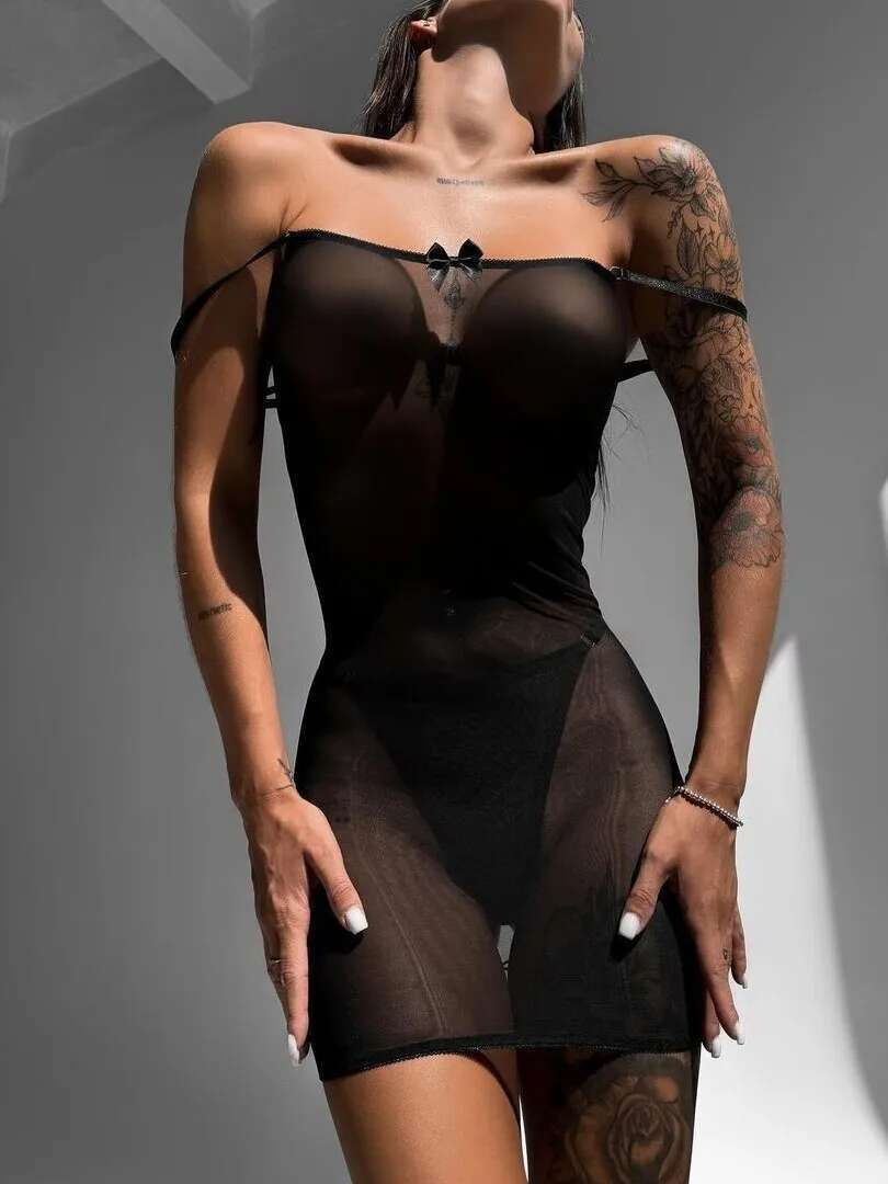 Lace Trim Cami - مثير الورك المعانقة القوس فستان عبر