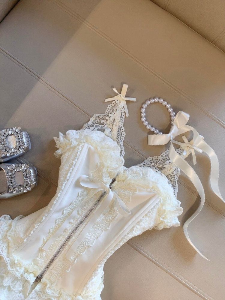 طقم توب دانتيل مثير مع تنورة ق - مراجعة Lace Trim Cami وسعره