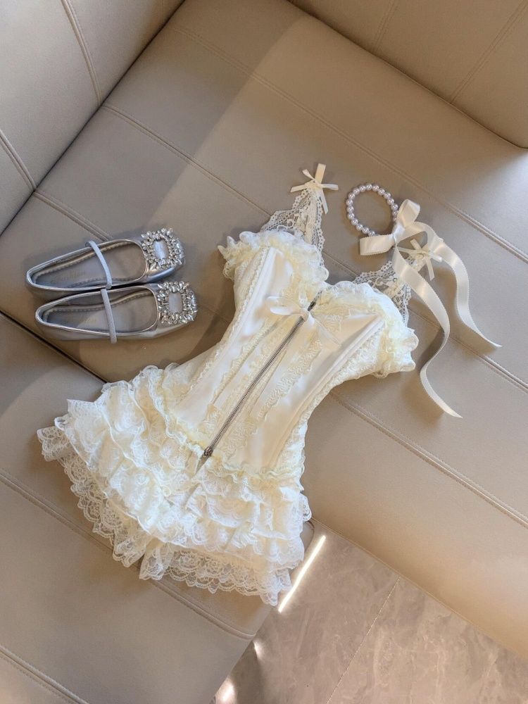 طقم توب دانتيل مثير مع تنورة ق - مراجعة Lace Trim Cami وسعره