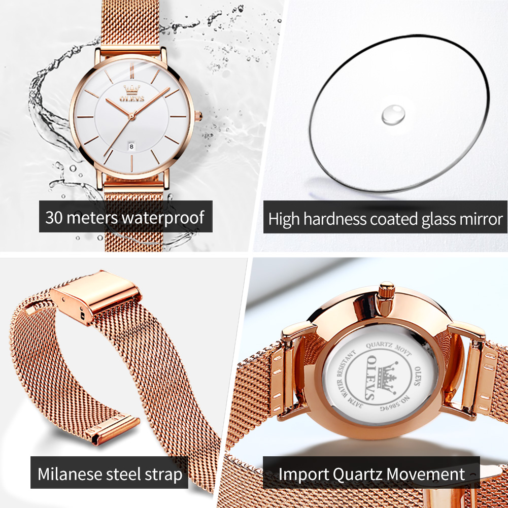 OLEVS ساعة نسائية 5869 أنيقة م - مراجعة Women'S Fashion Quartz Watch وسعره