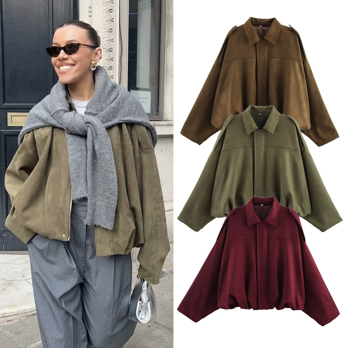 جاكيتات بومبر نسائية من الجلد  - مراجعة Women'S Fashion Bomber Jacket وسعره