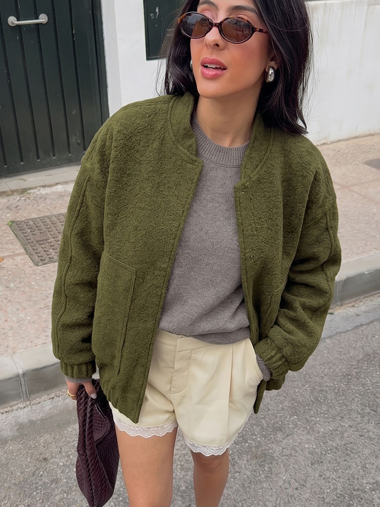 معطف نسائي فضفاض غير رسمي بأزر - مراجعة Women'S Fashion Bomber Jacket وسعره