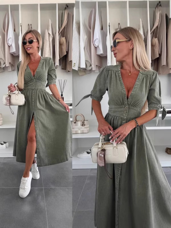 فستان جينز أنيق بياقة على شكل  - مراجعة Women Fashion Jeans وسعره