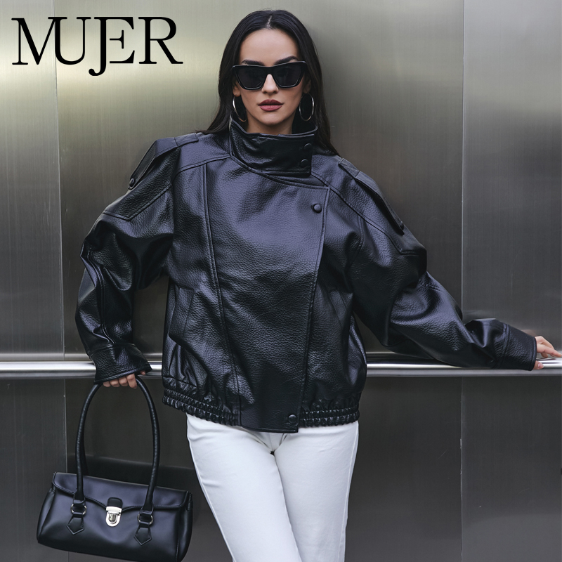 MUJER فو الجلود المرأة سترة سو - مراجعة Women'S Fashion Bomber Jacket وسعره